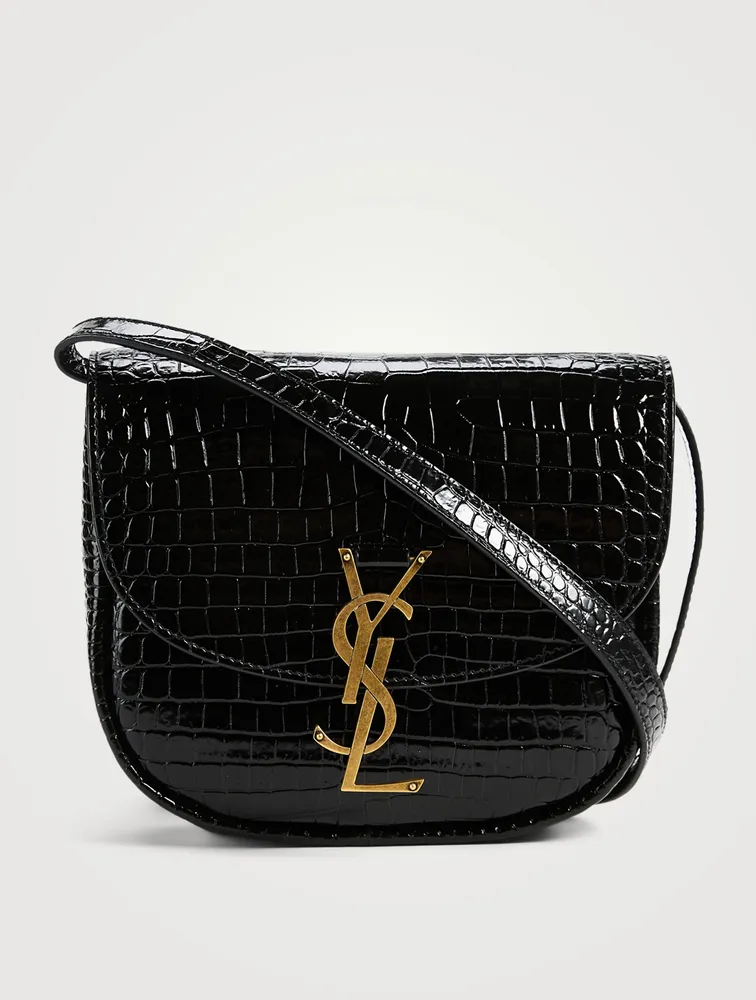 Small Kaia Croc-Embossed Leather Crossbody Bag