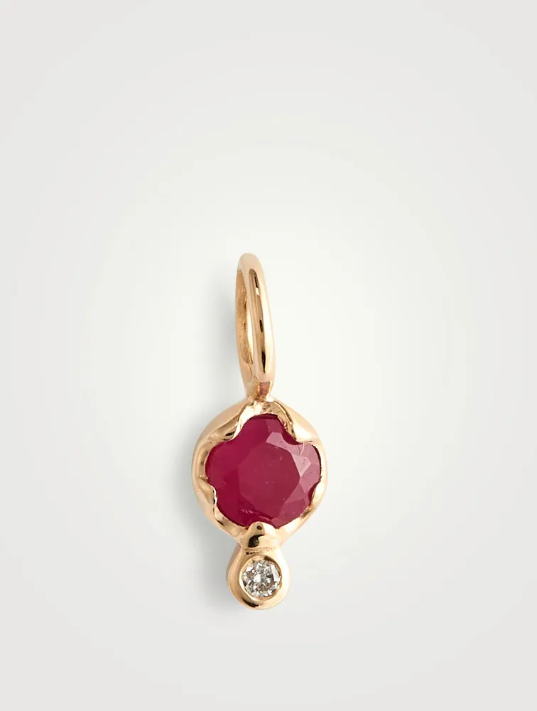 Diamond And Ruby Amulet 10K Gold Pendant