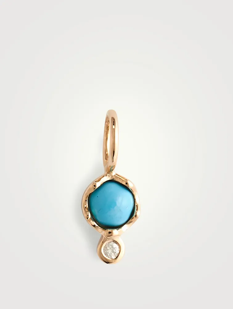 Diamond And Turquoise Amulet 10K Gold Pendant