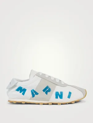 Stamped Nylon And Suede Sneakers