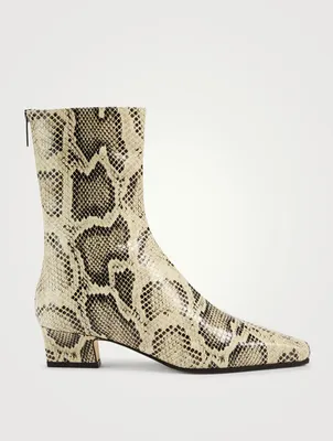 City Snakeskin-Embossed Leather Ankle Boots