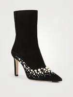 Mavie 85 Suede Ankle Boots With Pearls