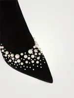 Mavie 85 Suede Ankle Boots With Pearls