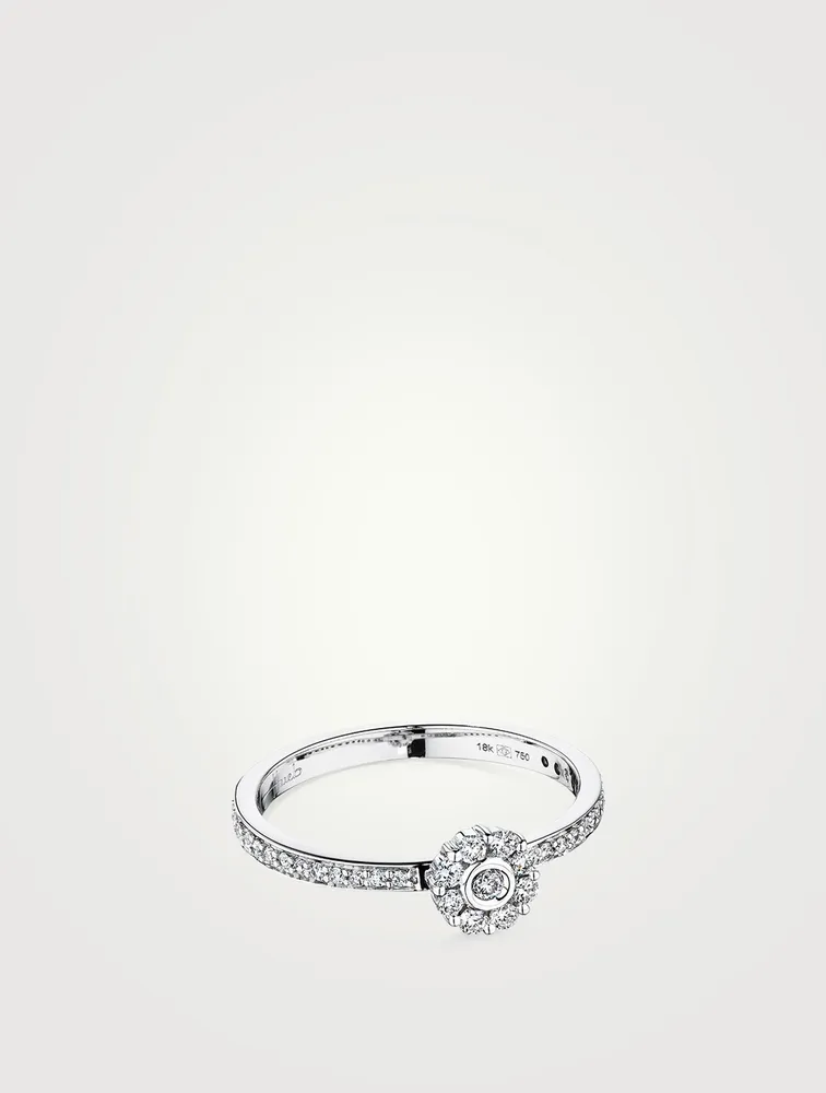 Diamond Flower 18K White Gold Ring With Diamonds