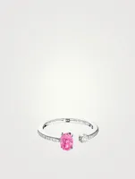 Spectrum 18K White Gold Ring With Pink Sapphire And Diamonds