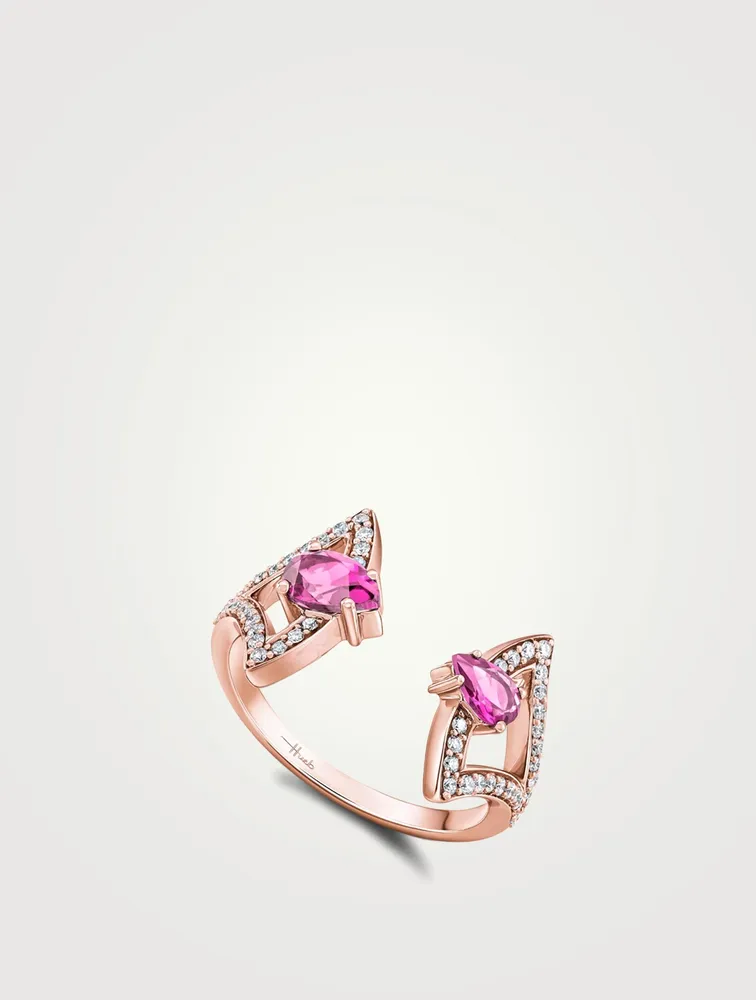 Spectrum 18K Rose Gold Ring With Pink Sapphire And Diamonds