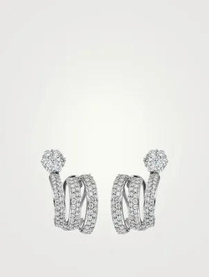 Diamond Flower 18K White Gold Earrings With Diamonds