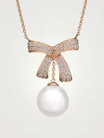 Romance 18K Rose Gold Necklace With Pearl And Diamonds