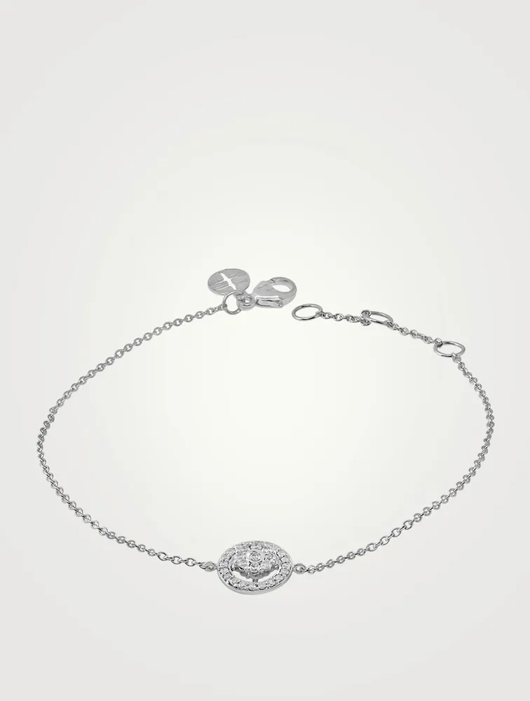 Diamond Flower 18K White Gold Bracelet With Diamonds