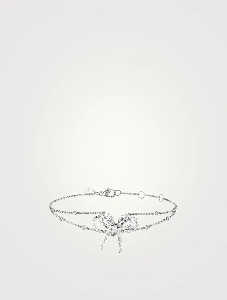 Romance 18K White Gold Ribbon Bracelet With Diamonds