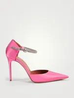 Ursina Satin D'Orsay Pumps With Crystal Ankle Strap