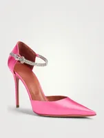 Ursina Satin D'Orsay Pumps With Crystal Ankle Strap