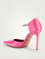 Ursina Satin D'Orsay Pumps With Crystal Ankle Strap