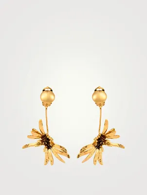 Sunflower Clip-On Drop Earrings