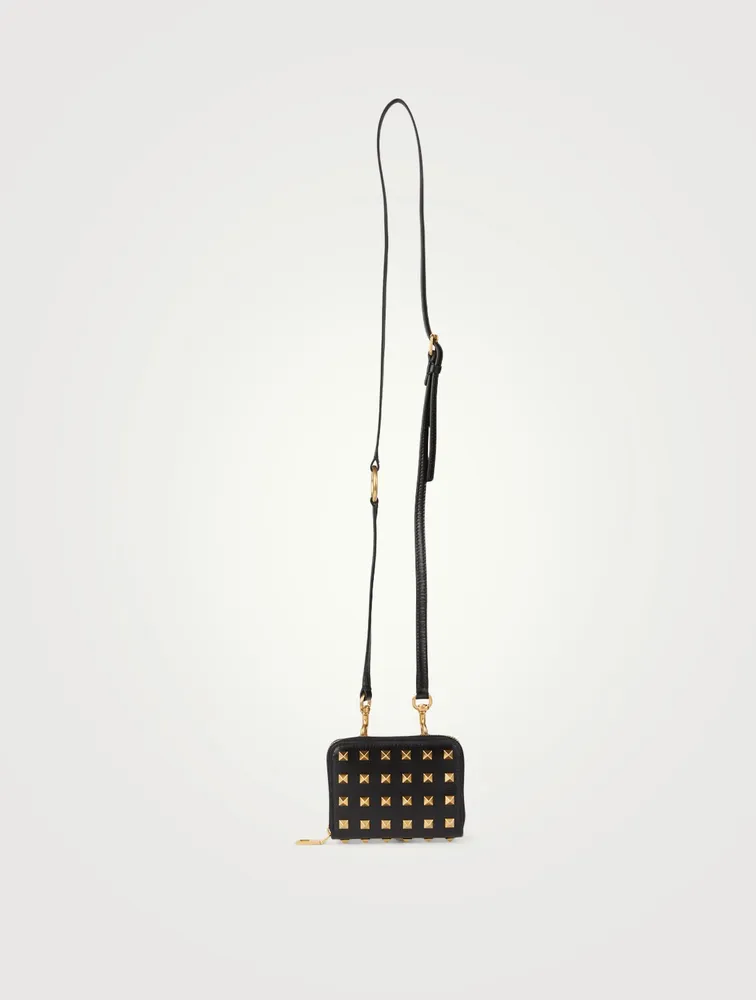 Rock Stud Leather Neck Wallet