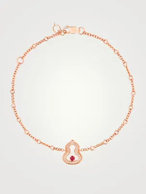 Wulu 18K Rose Gold Bracelet With Diamonds And Ruby