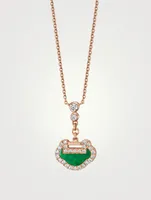 Petite Yu Yi 18K Rose Gold Necklace With Diamonds And Jade