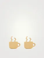 Coffee Cups Gold Stud Earrings