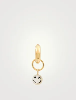 Happy Rebel 18K Gold-Plated Silver Hoop Earring With Happy Face Pearl