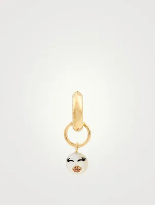 Lovely Rebel 18K Gold-Plated Silver Hoop Earring With Kiss Face Pearl