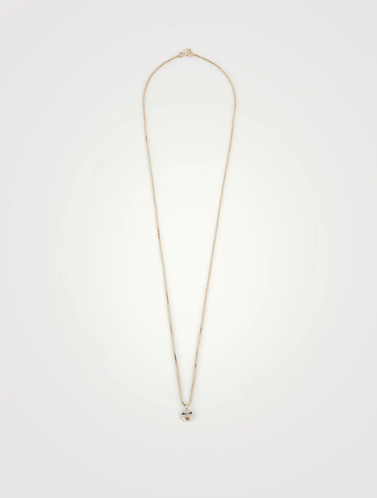 Lovely Rebel 18K Gold-Plated Silver Necklace With Kiss Face Pearl