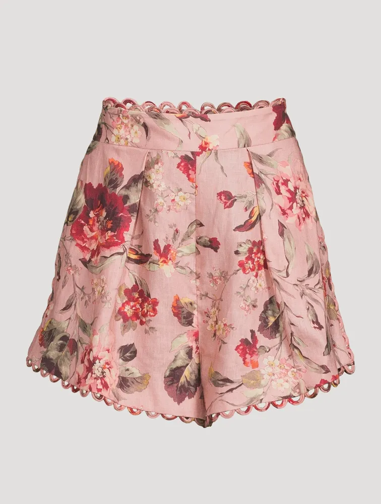Cassia Linen Scallop Shorts