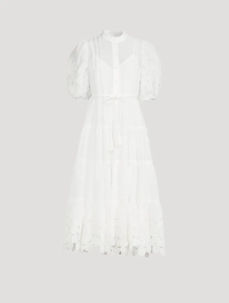Teddy Scallop Frill Midi Dress
