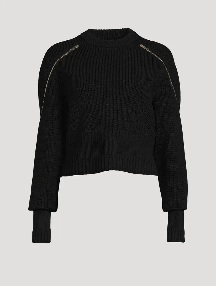 Cropped Sweater With Zippers