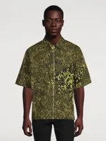 4G Short-Sleeve Zip Shirt Animal Print