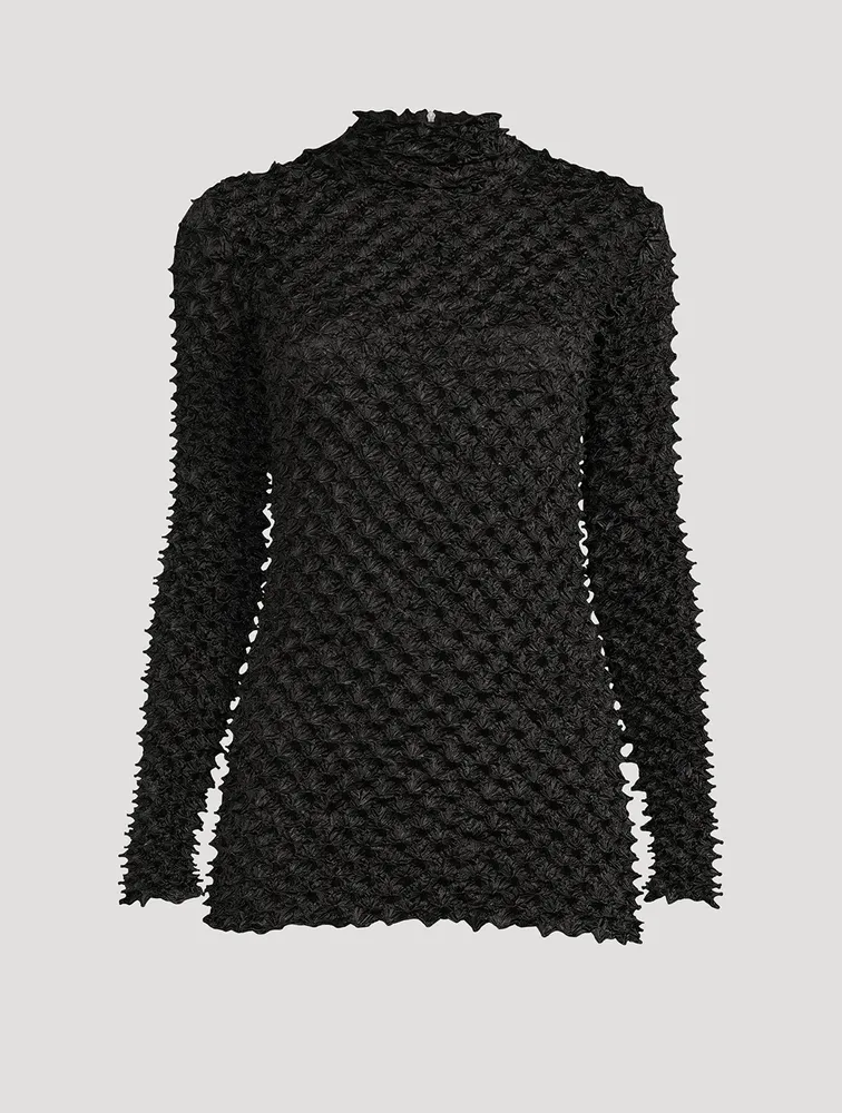 Shibori Satin Fitted Turtleneck