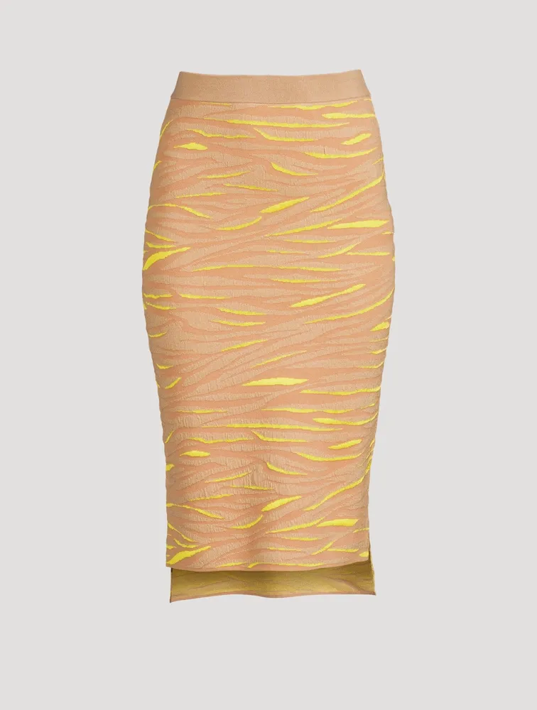 Wool Midi Skirt Animal Print