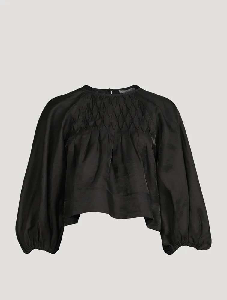 Margaux Linen-Blend Balloon-Sleeve Blouse
