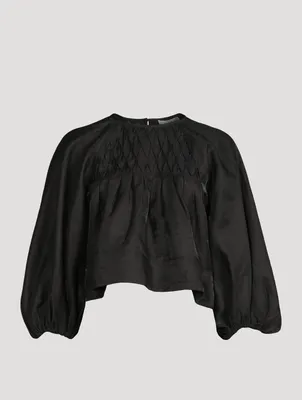 Margaux Linen-Blend Balloon-Sleeve Blouse