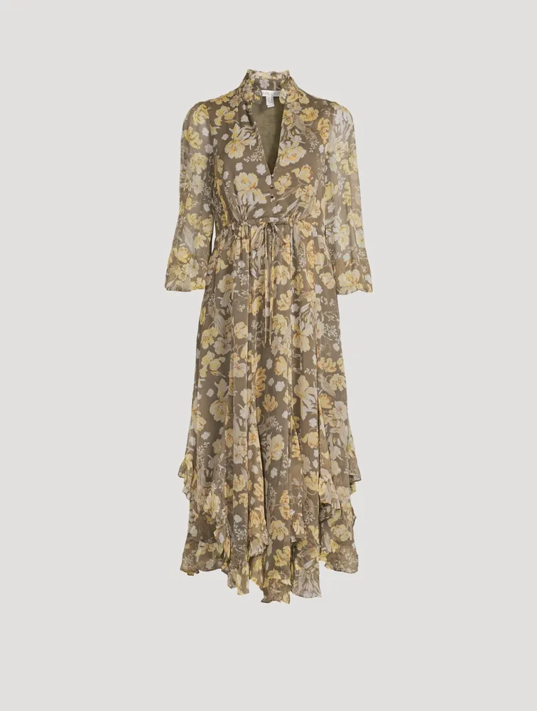 Jolie Plunged Godet Midi Dress