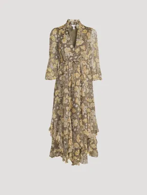 Jolie Plunged Godet Midi Dress