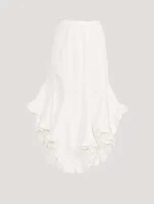 Adelle Drill Godet Midi Skirt