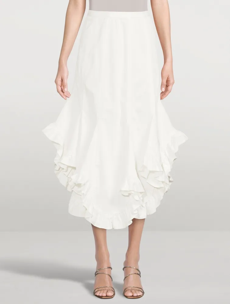 Adelle Drill Godet Midi Skirt