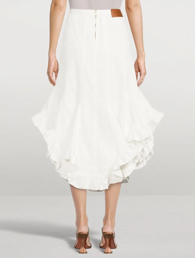 Adelle Drill Godet Midi Skirt