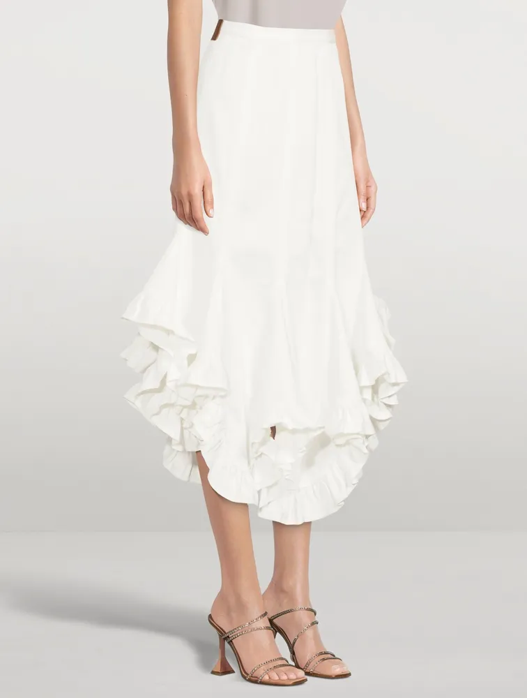 Adelle Drill Godet Midi Skirt