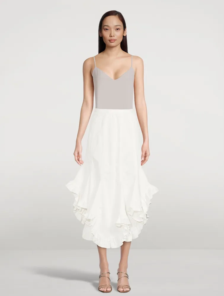 Adelle Drill Godet Midi Skirt