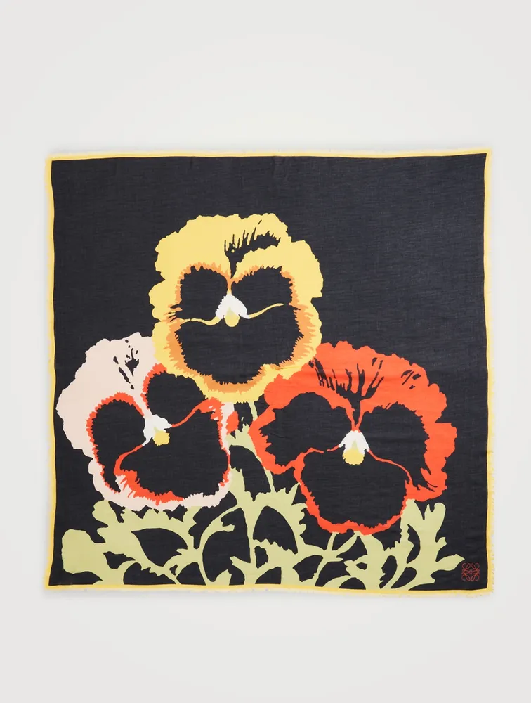 Cashmere-Blend Pansies Scarf