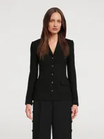Dolce Wool Crepe Blazer With Logo Buttons