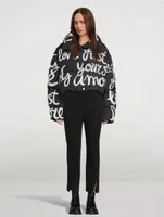 Cropped Puffer Jacket Graffiti Print