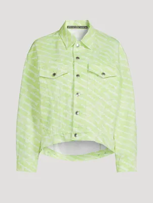 Falling Back Denim Jacket Sunbleach Logo Print