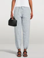 Denim Jogger Pants Logo Print