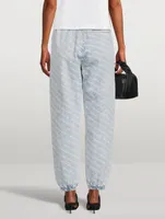 Denim Jogger Pants Logo Print
