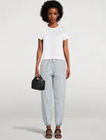 Denim Jogger Pants Logo Print