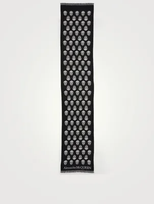 Wool Reversible Scarf In Upside Down Skull Print