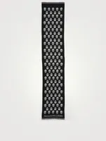 Wool Reversible Scarf In Upside Down Skull Print