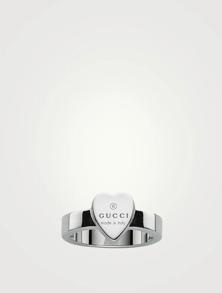 Silver Heart Ring With Gucci Trademark